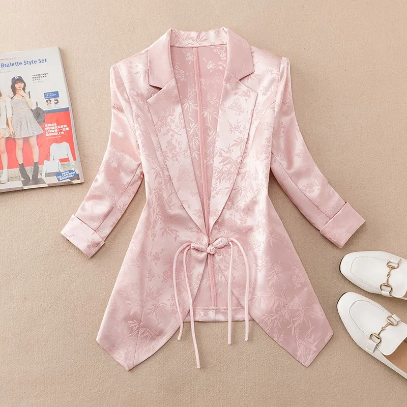 

Женский костюм маленького размера Jaet Tee-Quarter Sve с цветочной вышивкой в национальном стиле, весна-лето, Новое поступление, модный топ