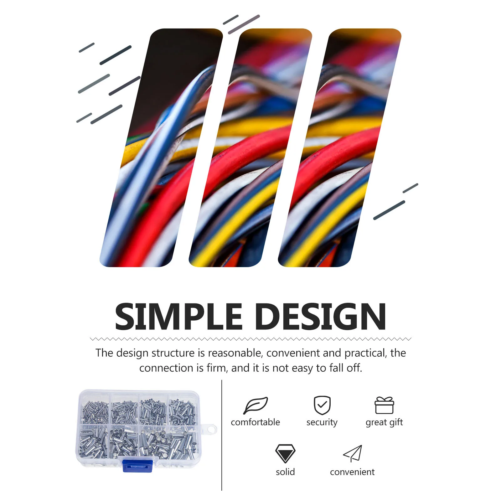 

600pcs Electric Wire End Ferrules Kit Copper Crimp Terminals for Wiring Cable Non Insulated Pin Connectors Assortment