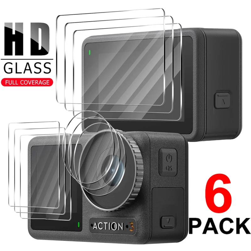 For DJI Osmo Action 3 Tempered Glass Front Back Rear Screen Protector Lens Protective Film for DJI Action3 Camera Accessories