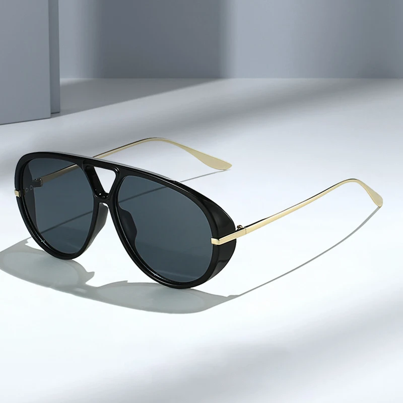 Popular Fashion Double Bridges Pilot Women Oversized Sunglasses Retro Candy Color Gradient Eyewear UV400 Men Punk Sun Glasses image 2