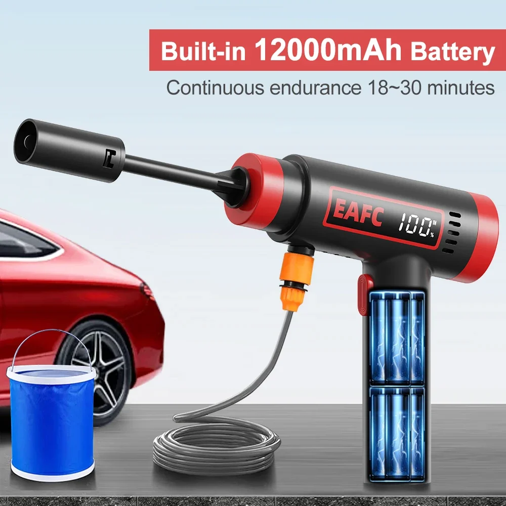Newest Cordless High-Pressure Car Washer Water Gun 60Bar Build-in Lithium Battery 12000mAh For Home Auto Yards Outdoor Cleaning