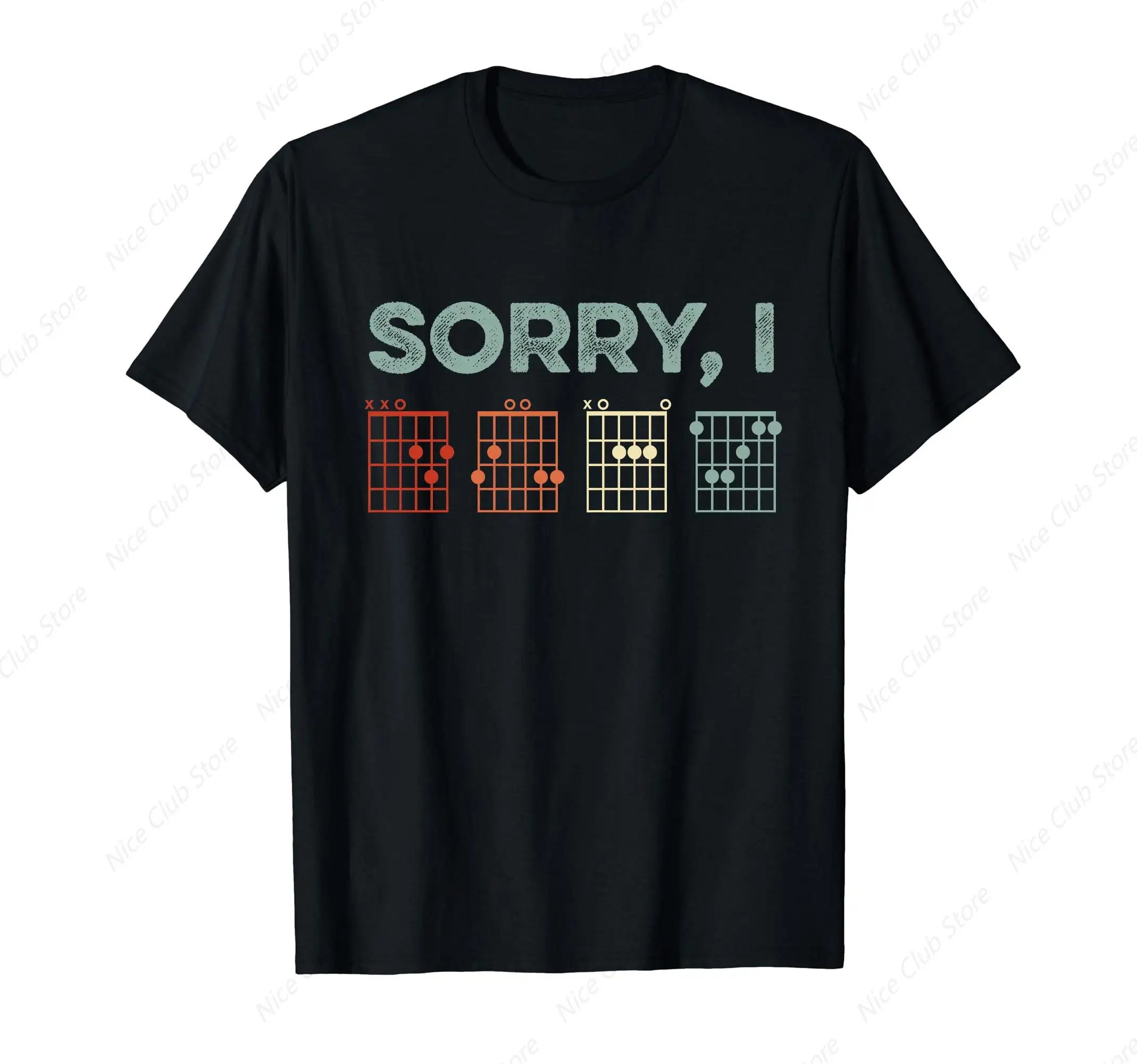 Sorry I-DGAF Hidden Message Guitar Chords Music Note T-Shirt for Men Cotton 100% Summer Tops Women