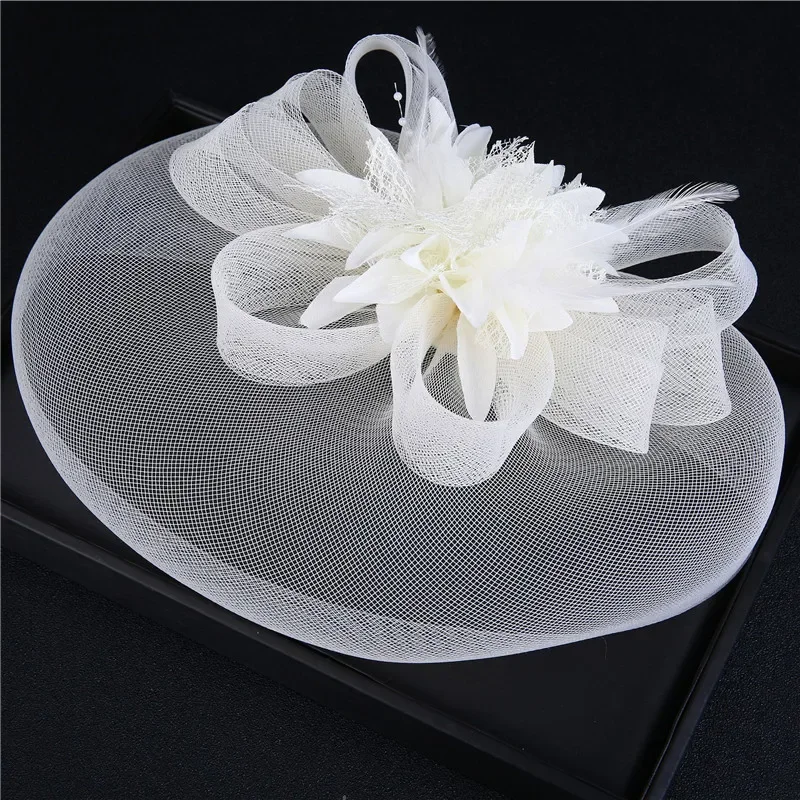 Spinka do włosów Brid Fascinator siatka z klipsem dla kobiet wesele FascinatorsYarn kwiatowa do włosów szpilki do kapelusza akcesoria do włosów