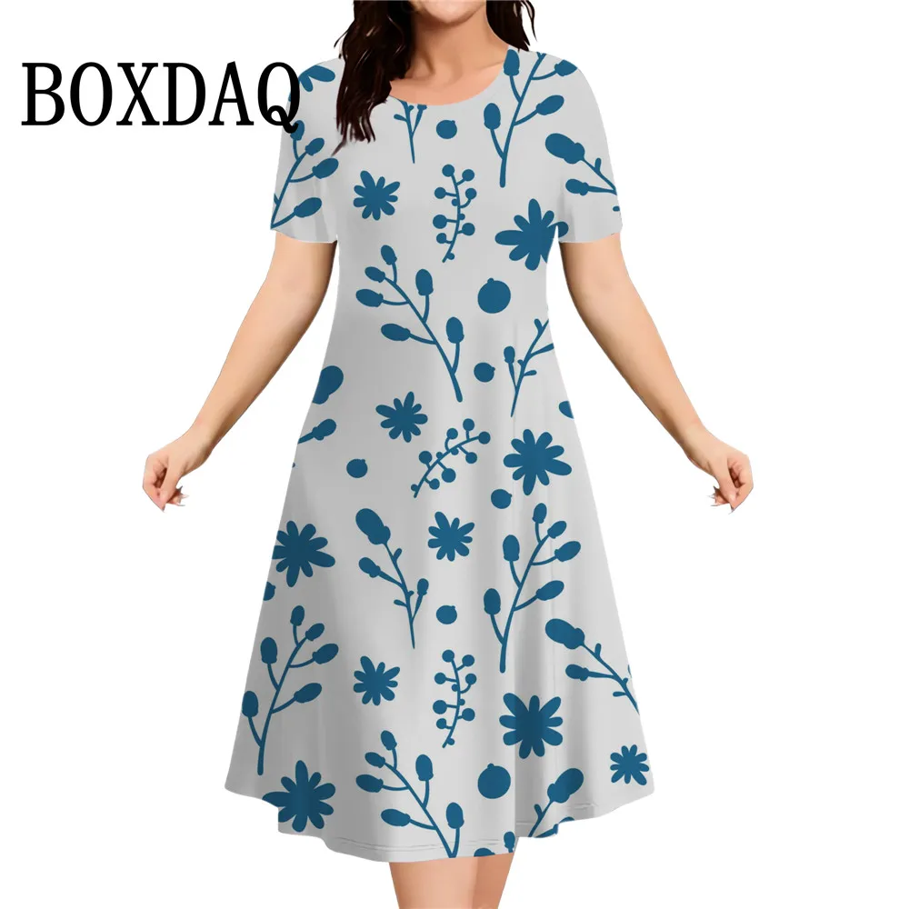 3D Butterfly Flowers Print Women's Dresses Summer Short Sleeve Clothing Casual Female Dress Retro Loose Plus Size Dress 2026 9XL