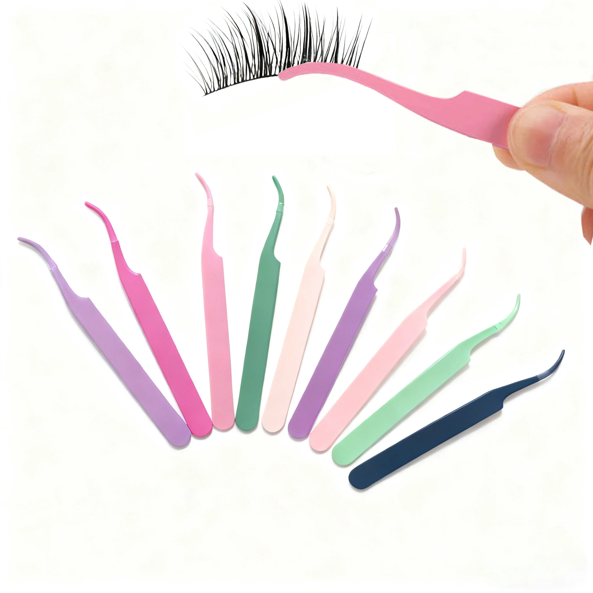 1pc Eyelash Tweezers Stainless Steel Eyelash Tweezers False Eyelash Auxiliary Eyelash Extension Tweezers