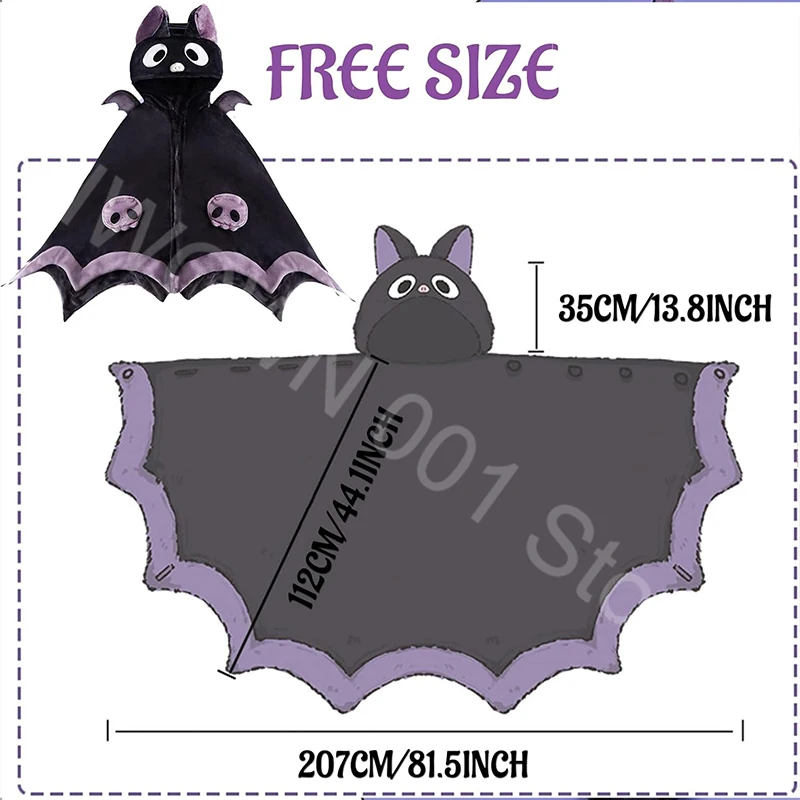 Cartoon Bat Plush Pajamas Robe Anime Coral Flannel Pajamas Winter Long Sleeve Pajamas Halloween Party Vampire Cosplay Costume