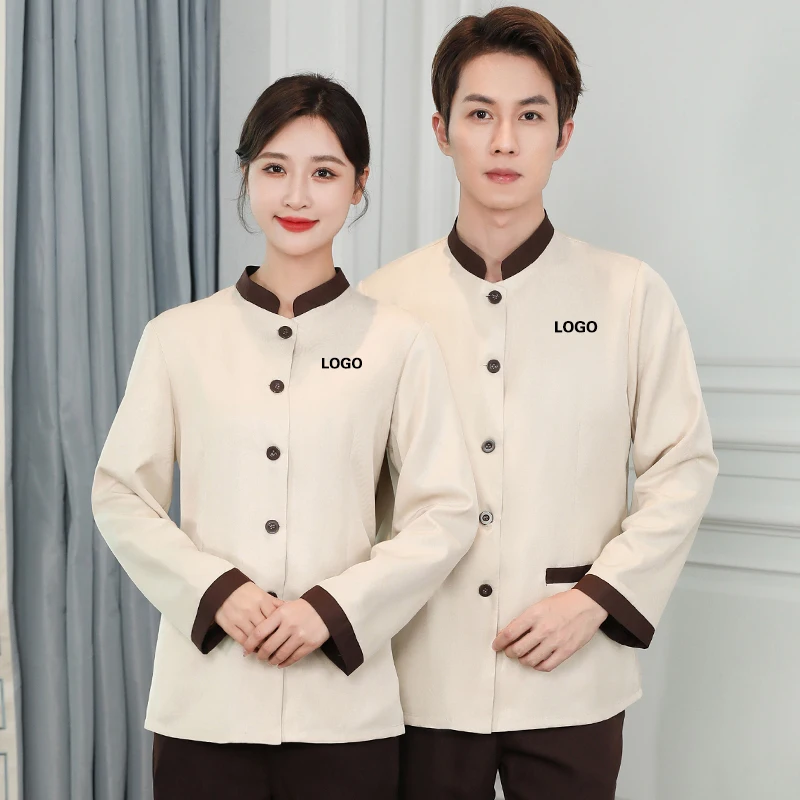 Women's Cleaning Work Uniforms Long Sleeve Hotel Costume Housekeeping Waiter Clothes Dishwasher Domestic Service Cafe Outfit