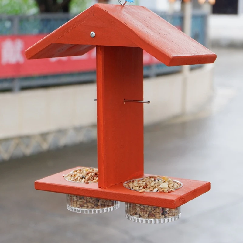 

Wooden Bird Feeder Villa Garden Bird Feeder Outdoor Feeder Hanging Pet Feeder Balcony