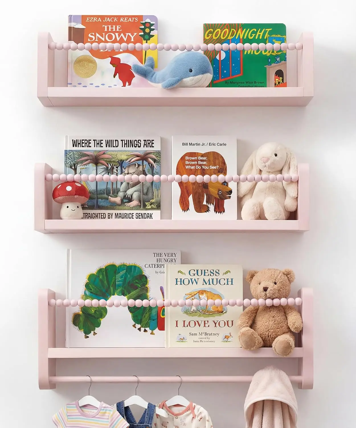 

Nursery Book Shelves for Wall Set 3, Pink Natural Wood Bookshelf Wall Decor, Small Floating Shelf Org for Kids Rm, Bed...
