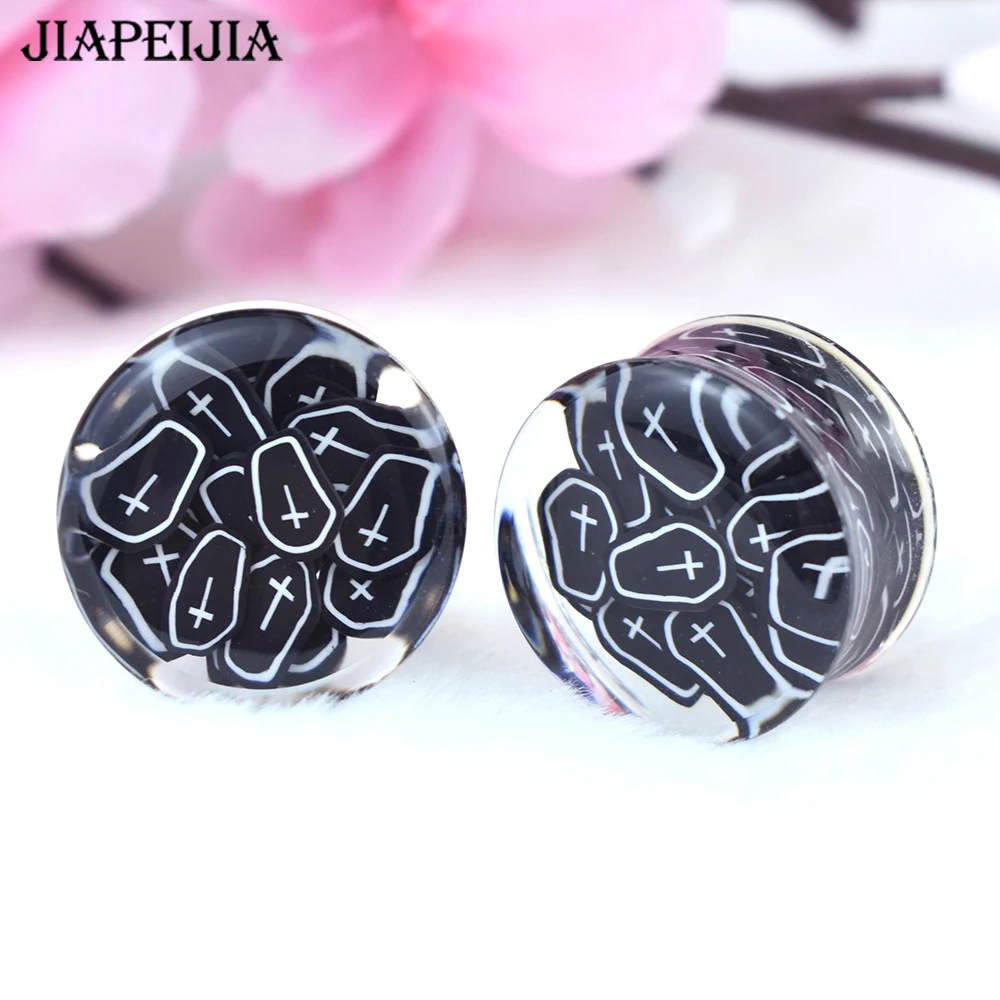 2pcs Halloween Ear Plug Tunnels Gauges Ear Stretcher Double Flared Plug Body Piercing Jewelry for Women Me