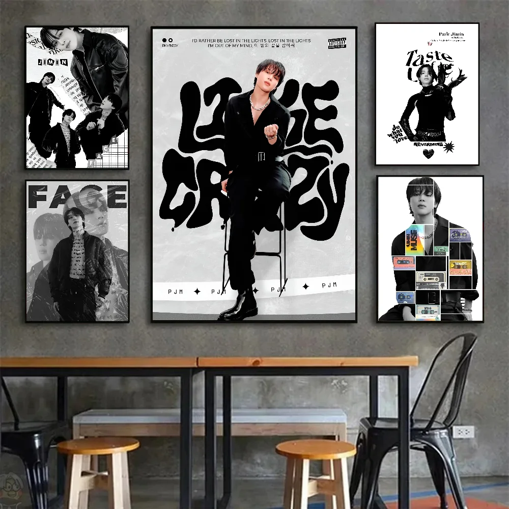 P-Park JiMin Poster Self-adhesive Art Waterproof Paper Sticker Coffee House Bar Room Wall Decor