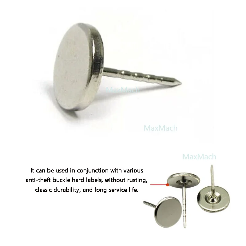 

1000 шт./лот, пластиковая булавка с жесткой этикеткой, EAS, специальный противоугонный гвоздь с плоской головкой, одежда, магнитная пряжка, гвоздь