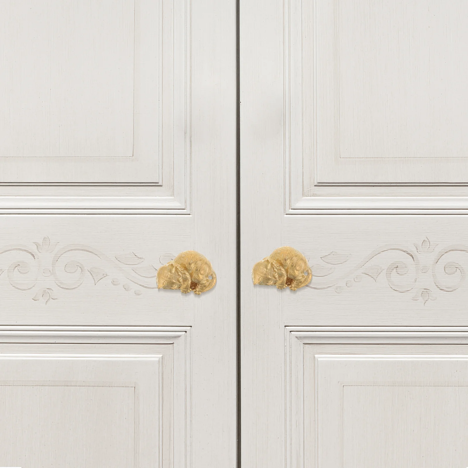 

Unique Brass Door Handle Shape Decorative Vintage Cabinet Pulls Gold Elegant Drawer Knobs Retro Furniture Hardware