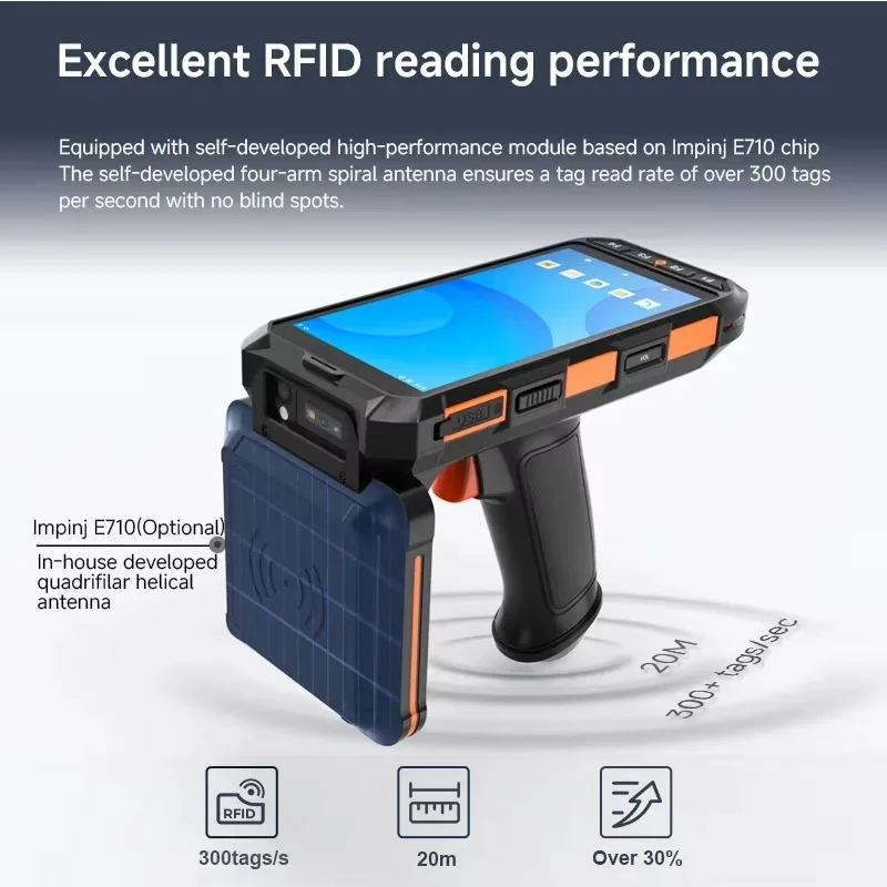 PDA 865~868 MHz 902~928 MHz Long Range UHF Reader Handheld Android 13 Rfid Scanner for Animals Warehouse Clothing Counting