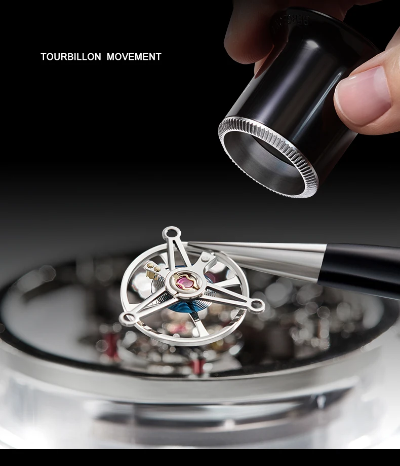 BONEST GATTI Mannen Tourbillon Horloge 50mm Tonneau Automatisch Mechanisch Horloge Acryl Case Lichtgevende Saffier Fluororubber Band