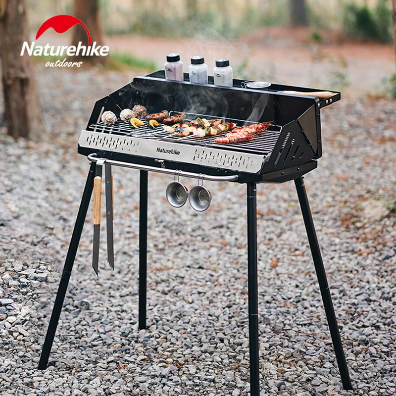 Natureifa-Barbecue à Charbon Pliable Vertical ć T1, Acier Inoxydable, Cuisine en Plein Air, Camping