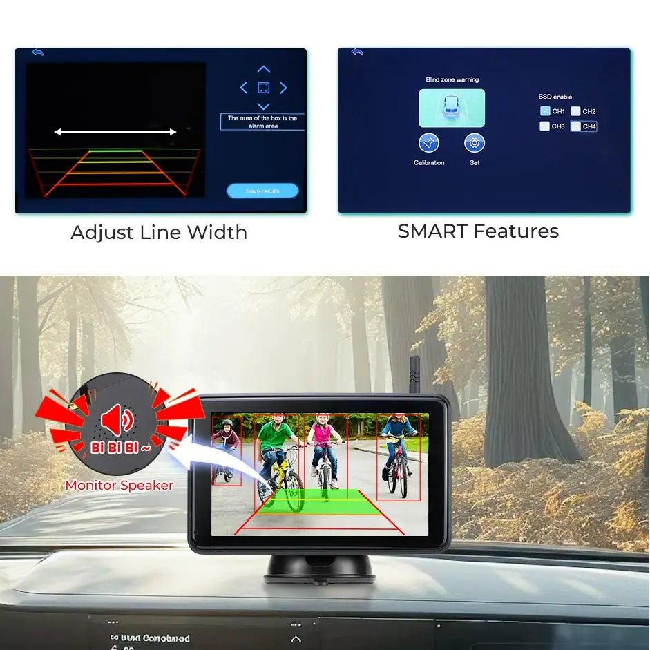 9 بوصة لاسلكية مقاوم للماء اللمس مسجل DVR BSD رصد كاميرات المغناطيس الشمسية لشاحنة/مقطورة/التخييم/RV/رافعة شوكية/حفارة #4