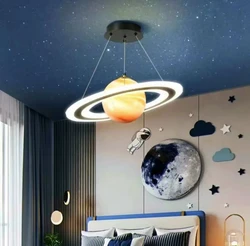 Planet light children's room chandelier creativity Earth boy girl room bedroom Guangdong Zhongshan lighting fixtures Space starr