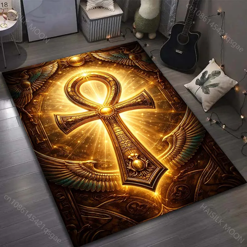 Multiple sizes Ankh, symbol, sun rays Carpet for Living Room Bedroom Sofa Home Decor Rus Non-slip Floor Mat Luxury Gift