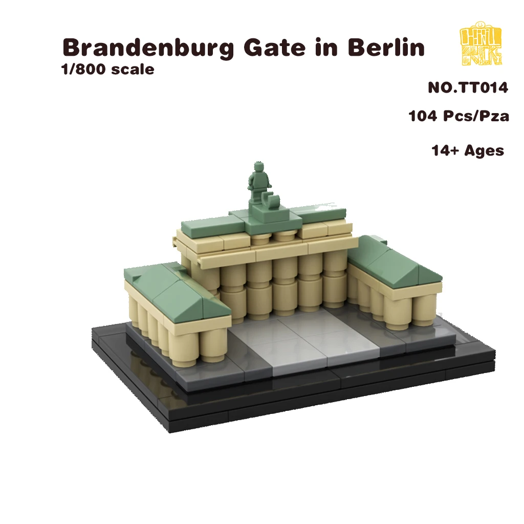 MOC TT014 Brandenburg Gate Berlin model w skali 1/800 z rysunkami PDF klocki klocki DIY urodziny prezenty świąteczne