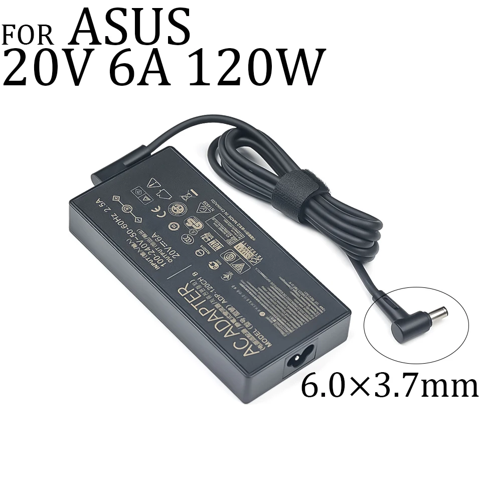 

20V 6A 120W 6.0x3.7mm ADP-120CH B AC Adapter Laptop Charger For Asus FX705GM FX705DT FX705GE FX705GD FX705DY FX505GM FX505GD