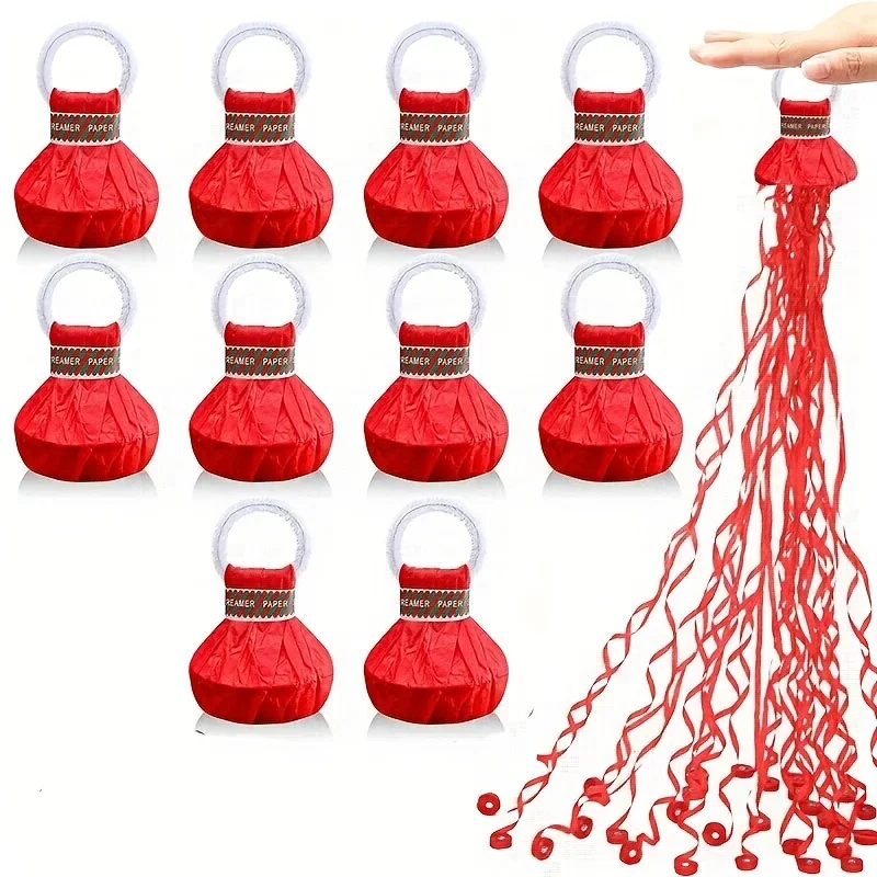 Red Hand Throwing Streamers Confetti Red Confetti Popper Hand Throwers No Mess Magic Paper Crackers Festive Atmosphere Enhancer