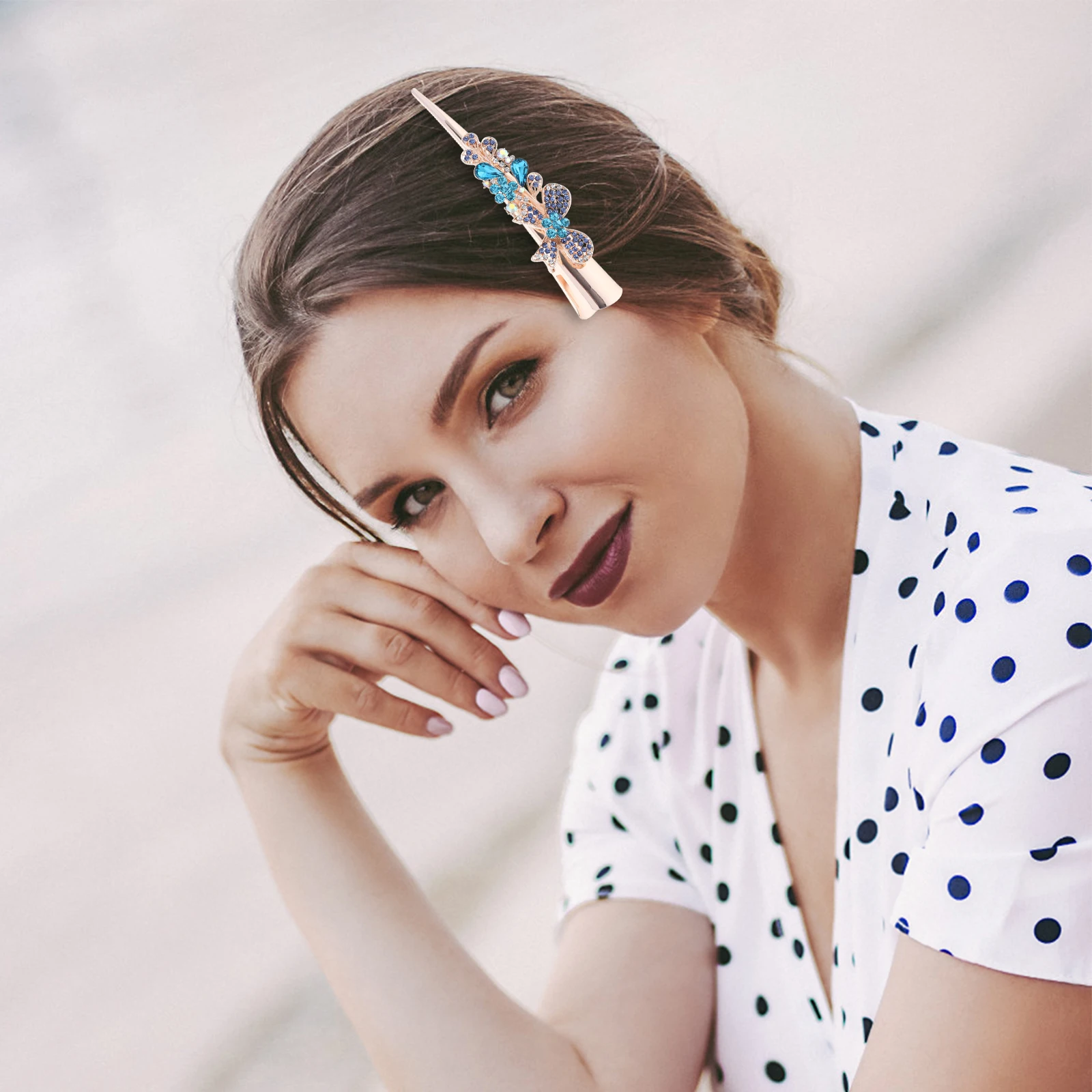 

Horn Clip Hair Accessories Large Rhinestone Barrette Clips Purple Vintage Women Hairpins For Daily Elegant Hair Decoration