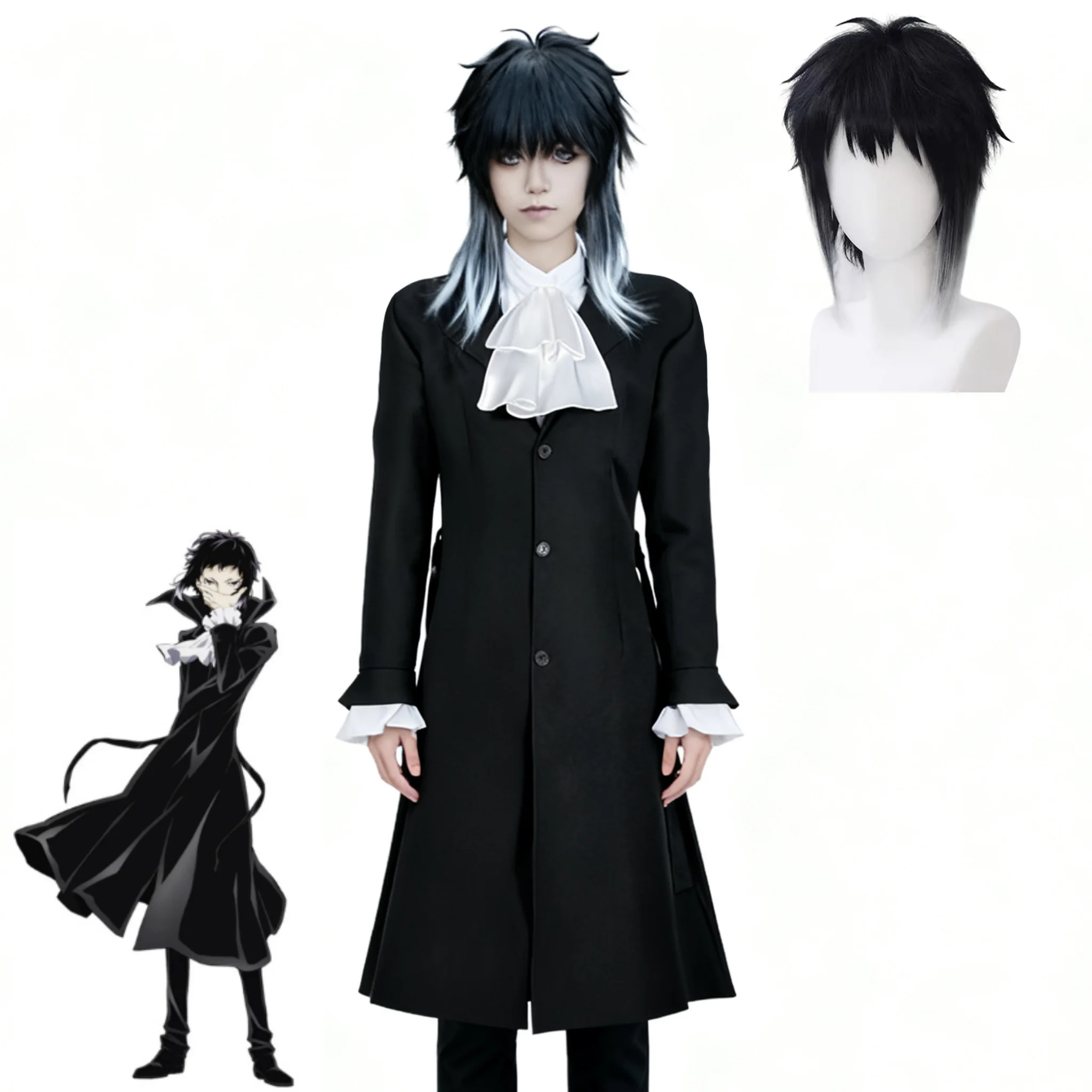 Anime Bungo Stray Dogs Akutagawa Ryunosuke Cosplay disfraz camisa chaleco pantalones abrigo conjunto completo ropa de fiesta de Navidad y Halloween