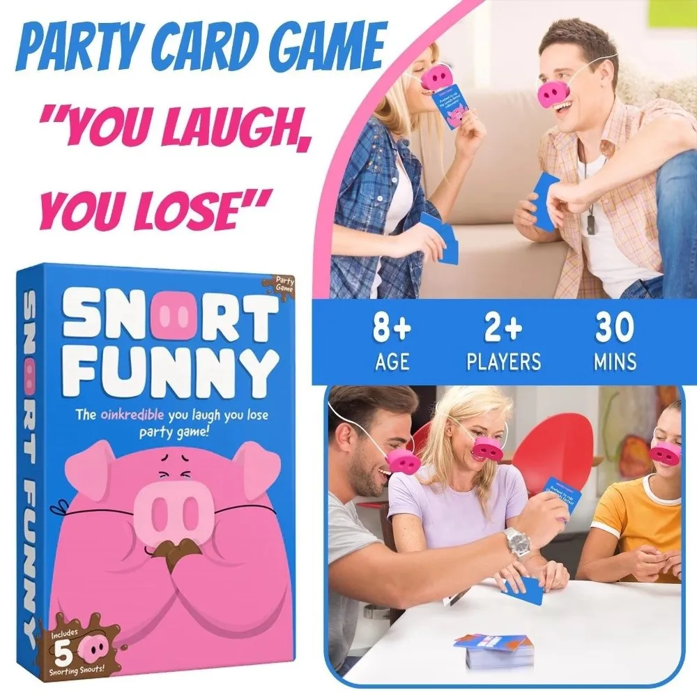 

Portable You Laugh You Lose Party Game 5 Toy Pig Noses Challenge Cards Fun Snorts Board Game Creative