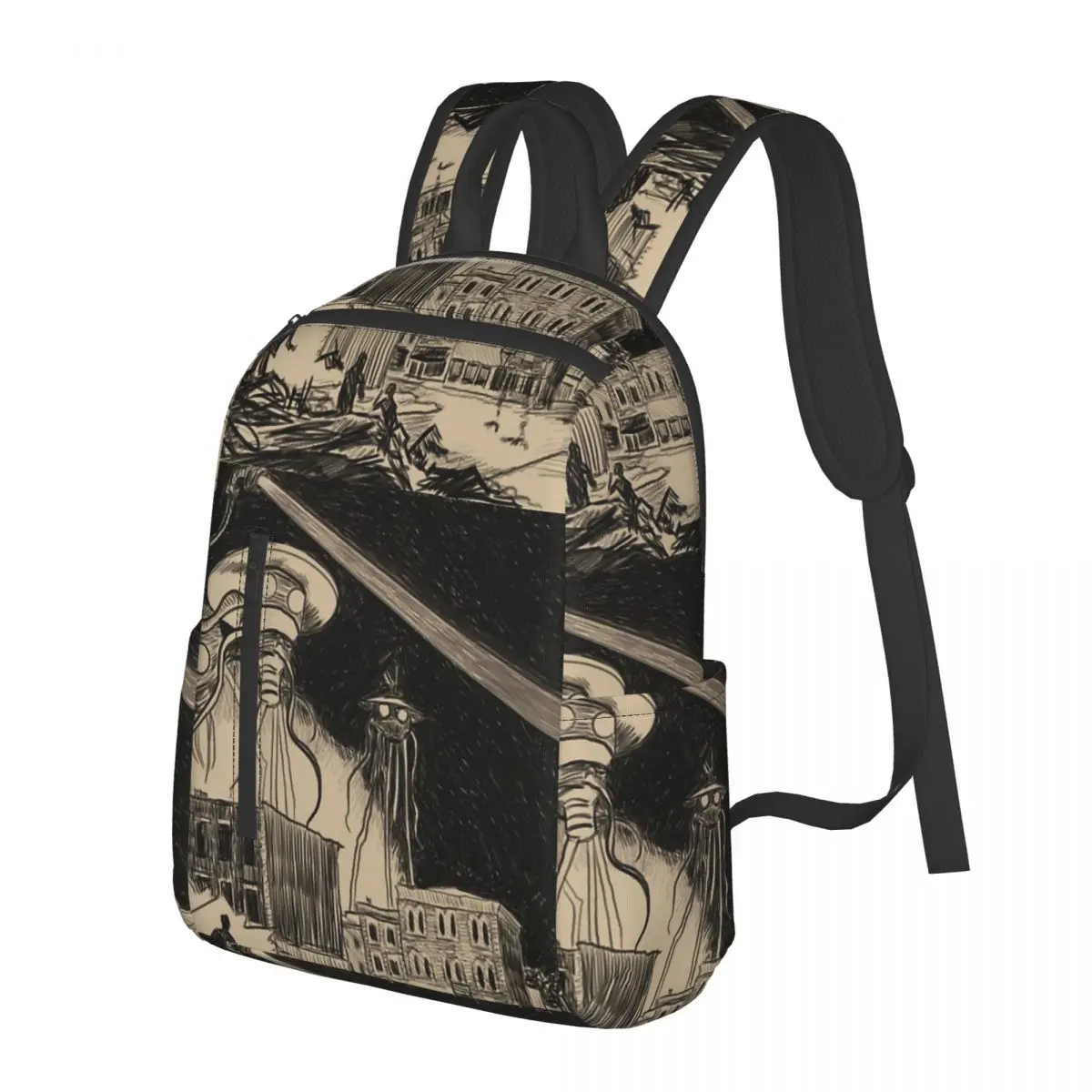 War Of The Worlds In Covington's Central Business District Student Backpack School Bag Hiking Travel Daypack for Boys Girls