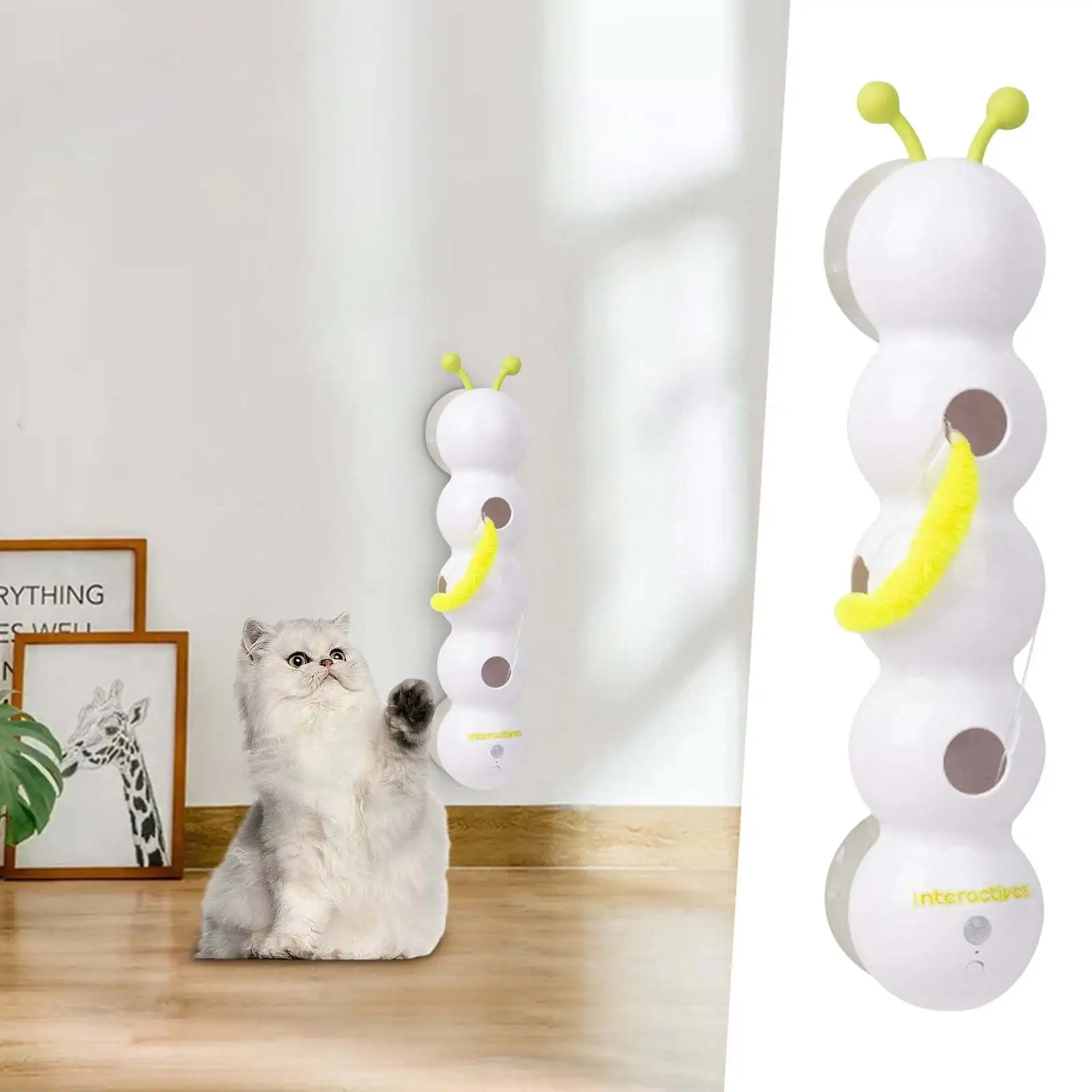 

2025 Upgraded Caterpillar Smart Cat Toy, Smart Motion Cat Toy with Worm Design, Wall-Mounted Cat Toys Promotes Exercise