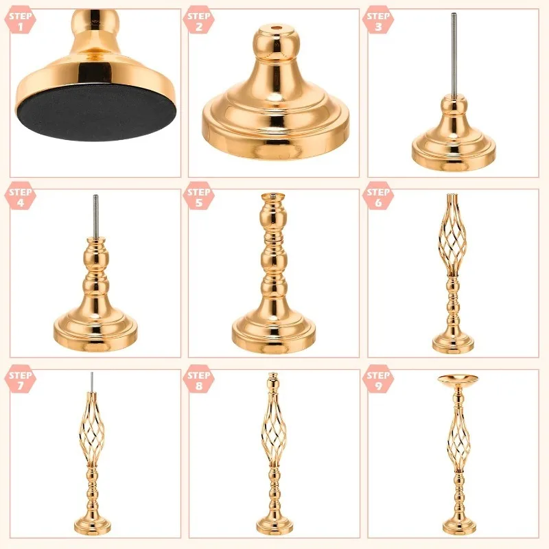 20 Pcs Large Wedding Centerpiece Table Decorations Tall Metal Flower Arrangement Stand Elegant Flower Vase Candle Holder image 4