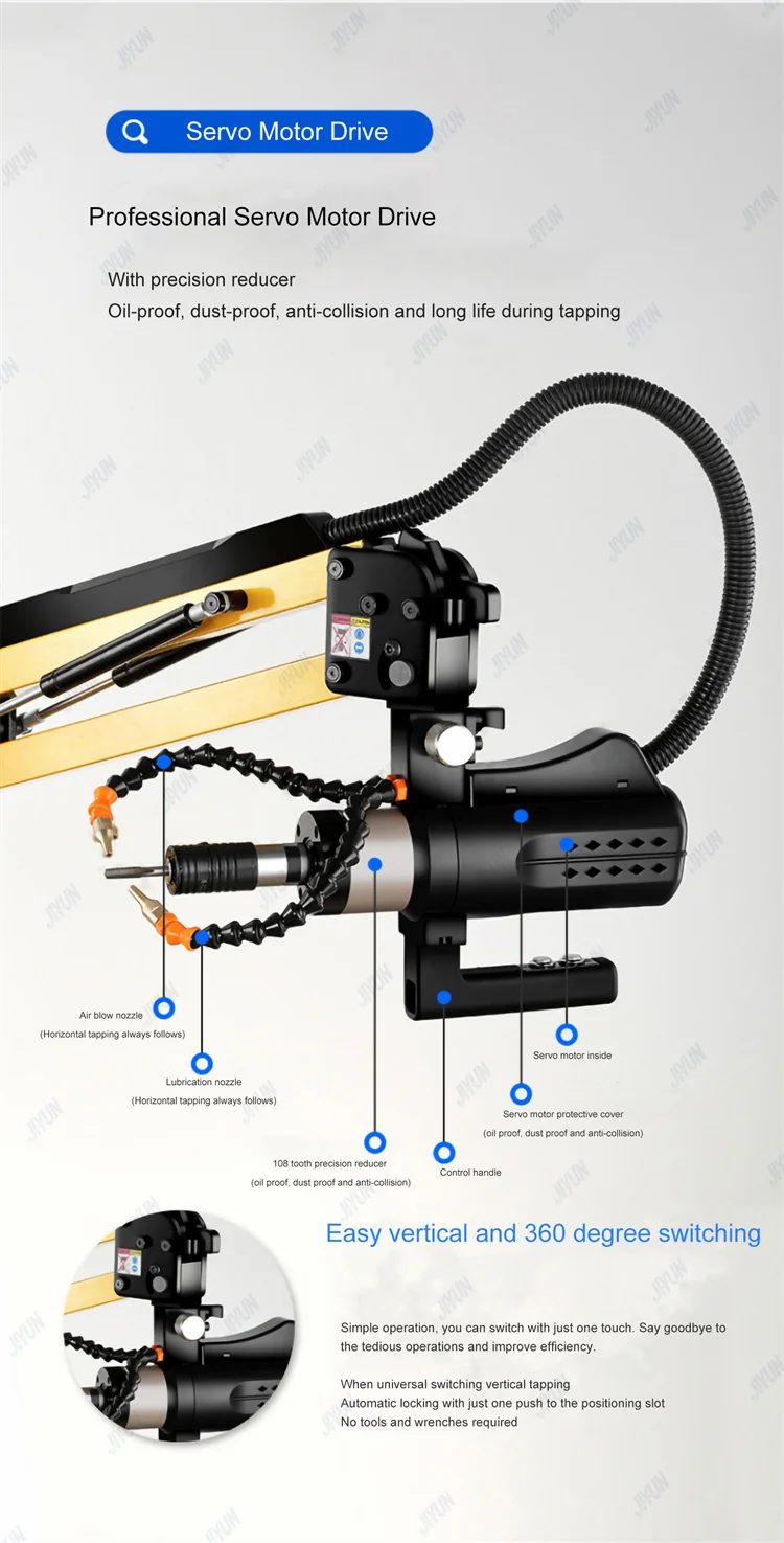 Chuck Intelligent Electric Tapping MachineM24 M36 Flexible Tapping Arms,Cnc Touch Screen Din Iso
