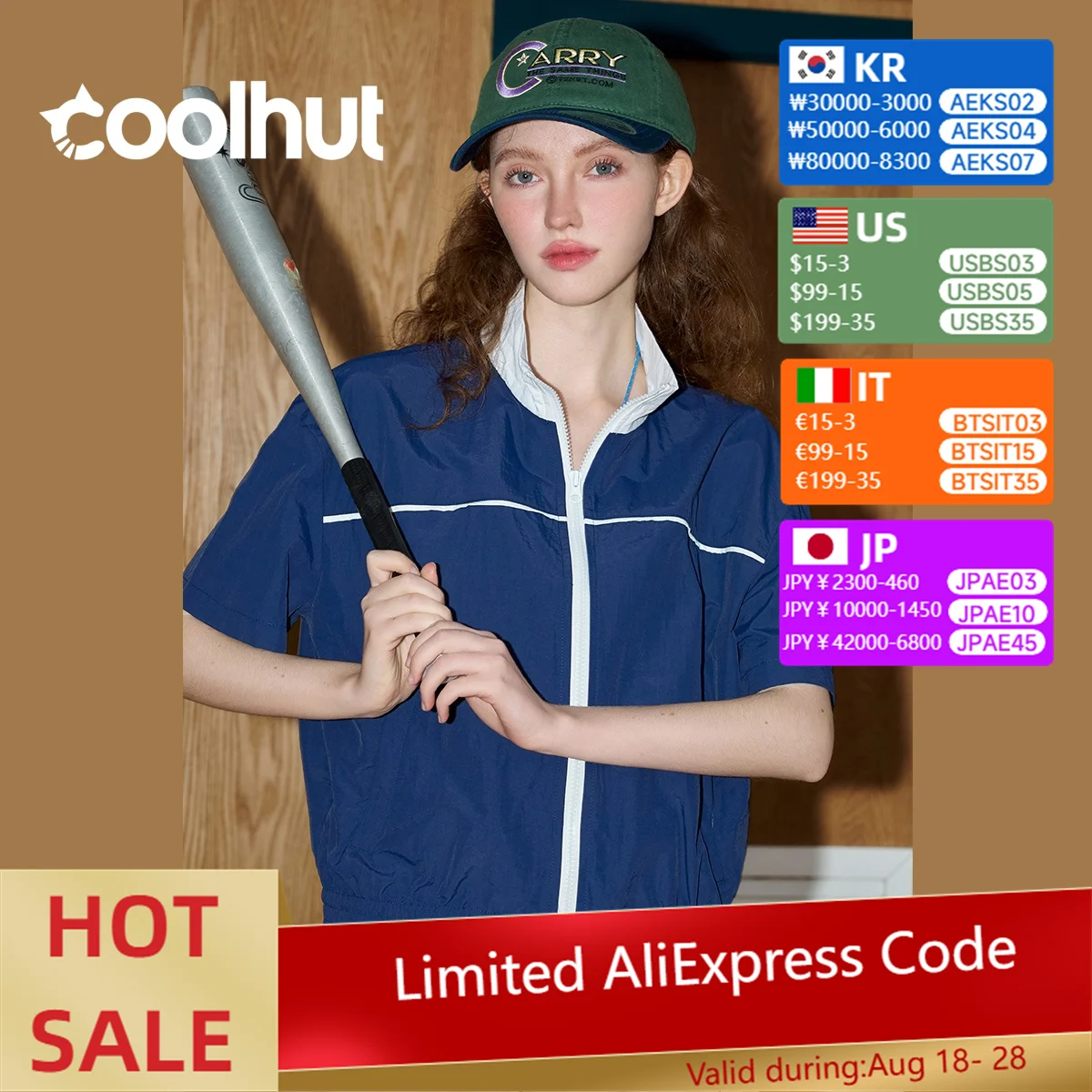 

COOLHUT 2025 Summer Women's American Sportswear Zip Up Short Sleeve Jacket Casual Color Block Lightweight Outerwear Streetwear