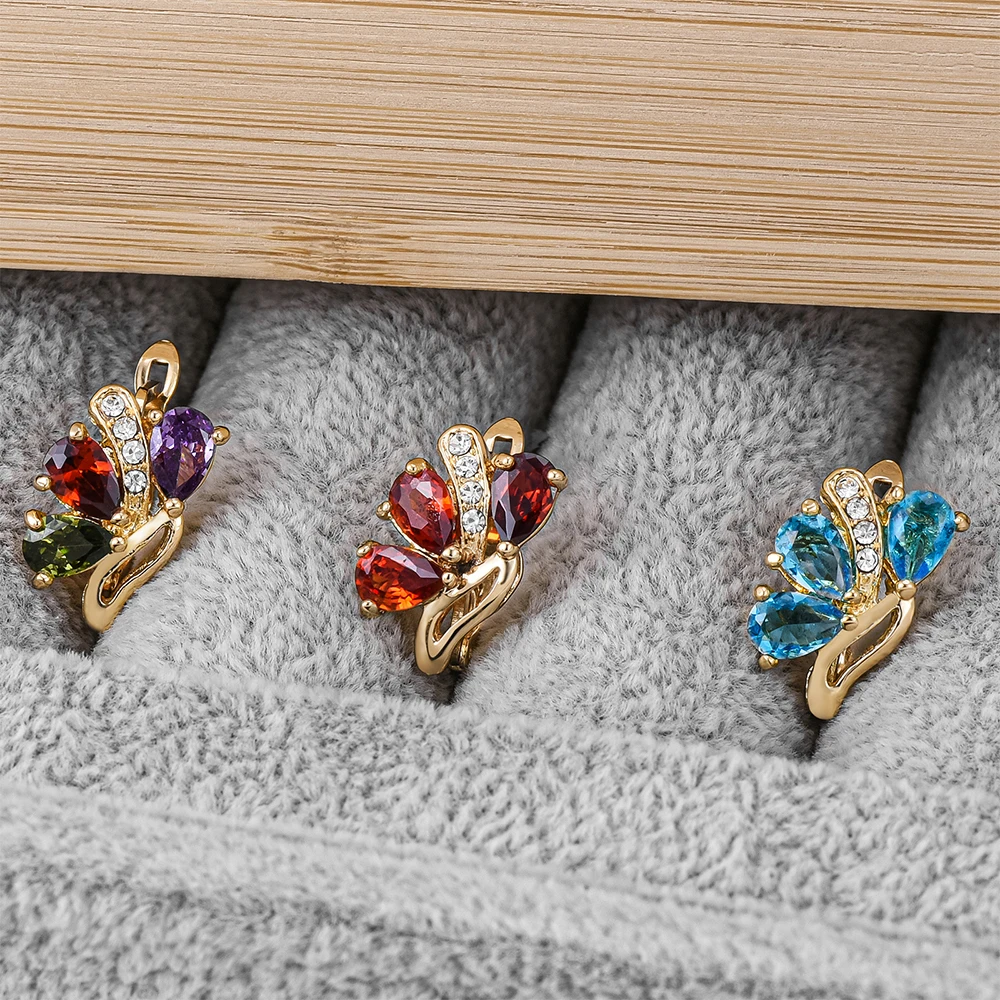 Catuni Luxurious Floral Drop Earrings Crystal Leaf-Shaped Earrings Jewelry Gifts For Women's Fashion Parties And Weddings