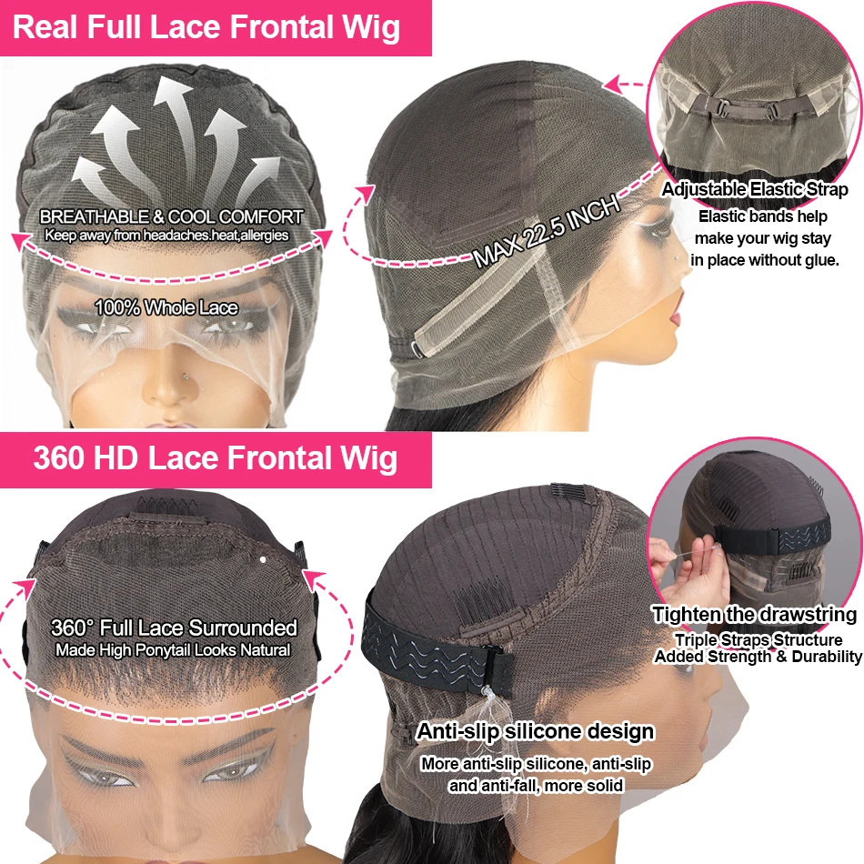 360 Full HD Straight Lace Frontal Perücken 250 Dichte 100 % echte Vollhaarperücke Brasilianische vorgezupfte Lace Front Echthaarperücke