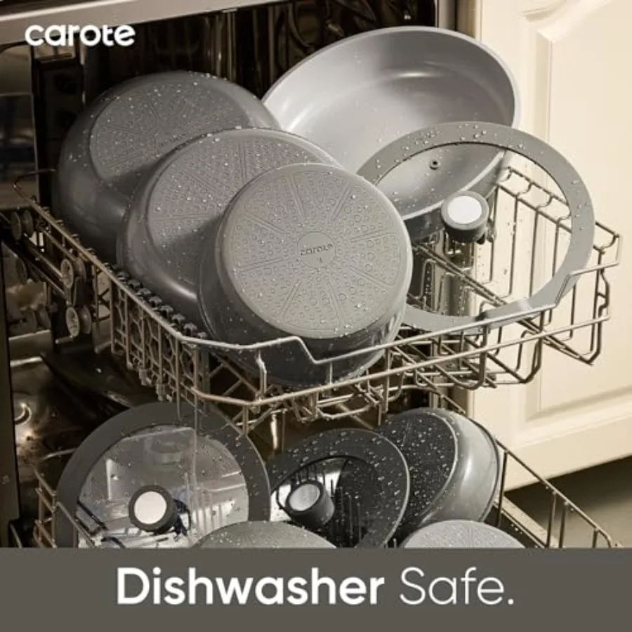 27pcs Ceramic Cookware Set Nonstick Pots and Pans Set Non Stick Non Toxic Cookware Detachable Handles Dishwasher/Oven Safe RV/C