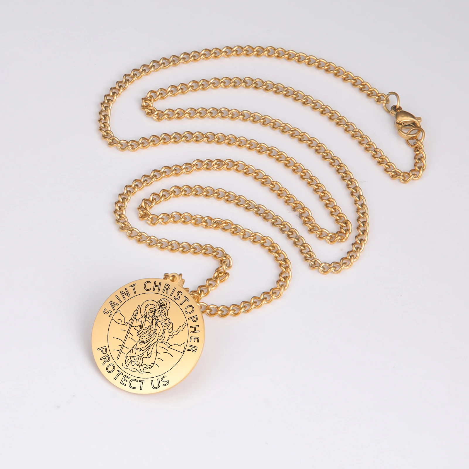 Dawapara Saint Christopher Medaille Halskette Jesus Truet In Sie Amulett Katholischen Schmuck Reisende Fahrer Geschenke Edelstahl – Detail 13