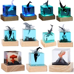 3D Epoxy Resin Cube Night Light, Ornamentos Criativos, Modelo de Mesa, Arte Criativa, Lâmpada de Decoração, Decoração