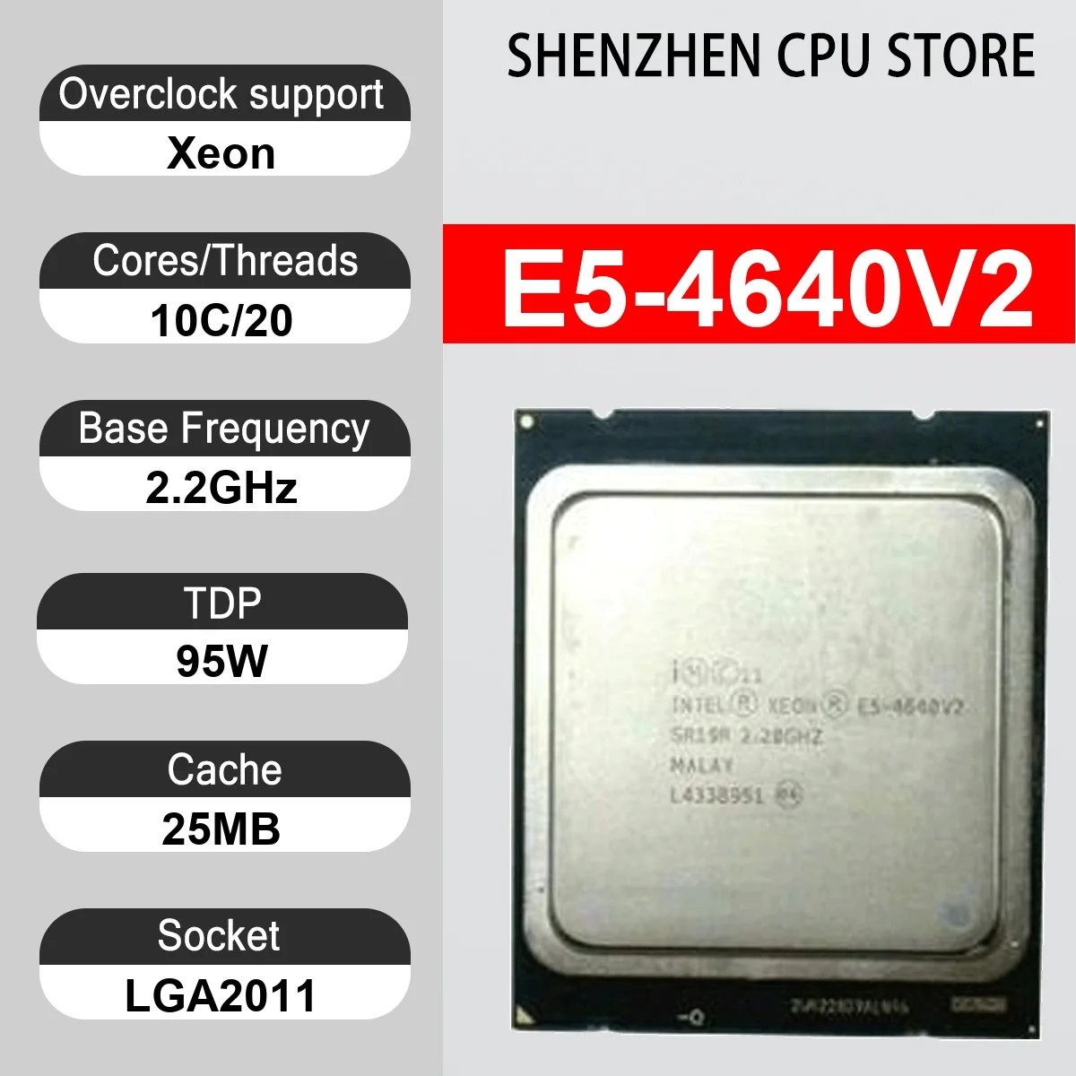 Intel Xeon E5-4640V2 10 Core 20 Thread 2.2GHz 95W 25MB Cache 22nm Ivy Bridge-EP DDR3-1600 MHz SR19R LGA2011