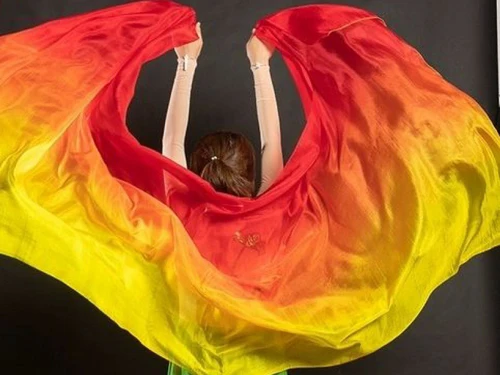 Imagen 1 del producto Velos de seda lisos personalizados de 250x114cm para accesorios de práctica de danza del vientre, chal para mujer, bufanda, Color sólido púrpura, rojo, azul y rosa