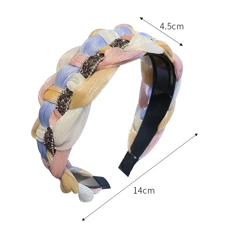 2023 New Retro Braided Twist Headband Korean Women\'s Retro Hair Hoop Adjustable Braid Headband Girls Headwear