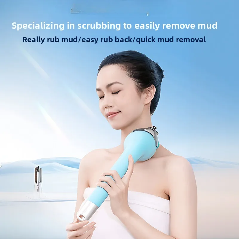 Waterproof Electric Bath Scrubber Q1 Double‑Head Rechargeable Long‑Handle Back Body Exfoliating Cleaning Tool