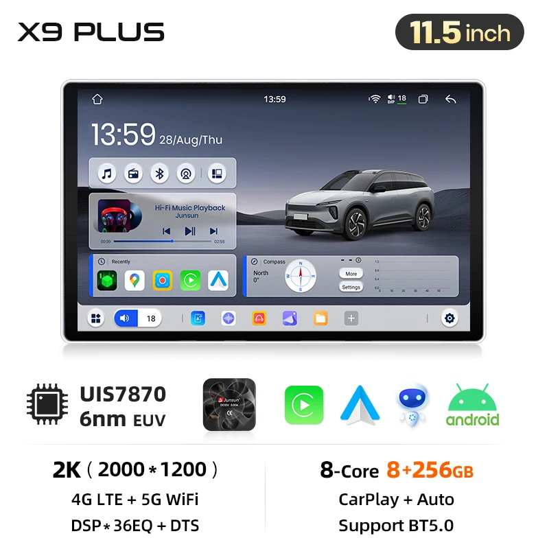 Junsun Android 15 autoradio voor Peugeot 108 2014-2021, Citroen C1 2020, Toyota Aygo 2015, draadloos Apple CarPlay, autoscherm, stereo, multimediaspeler, video, automotive smart intelligent systemen,