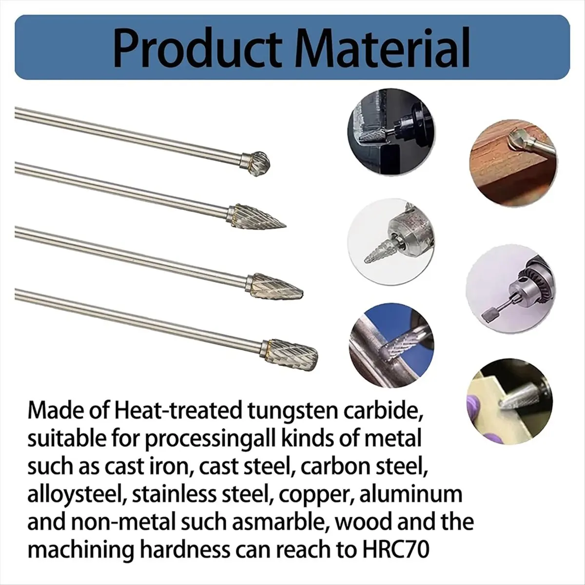 【2295 Popular】4pcs 6-Inch Carbide Rotary Burr Set 6 mm (0.25 Inch) Shank Long Reach Double Cut Carbide Rotary File Set