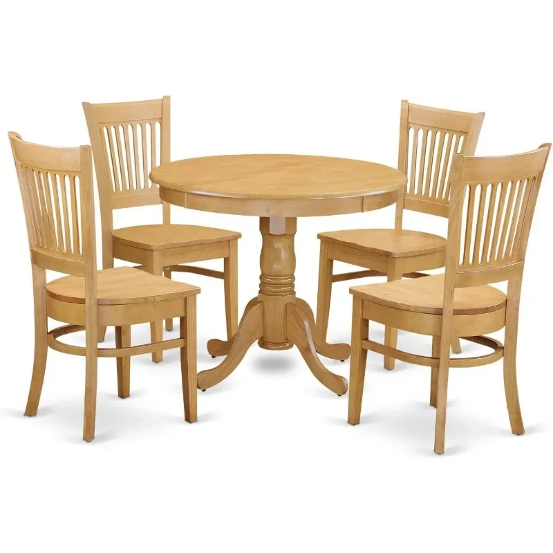 Furniture Piece Dining Set Includes a Round Dining Room Table with Pedestal