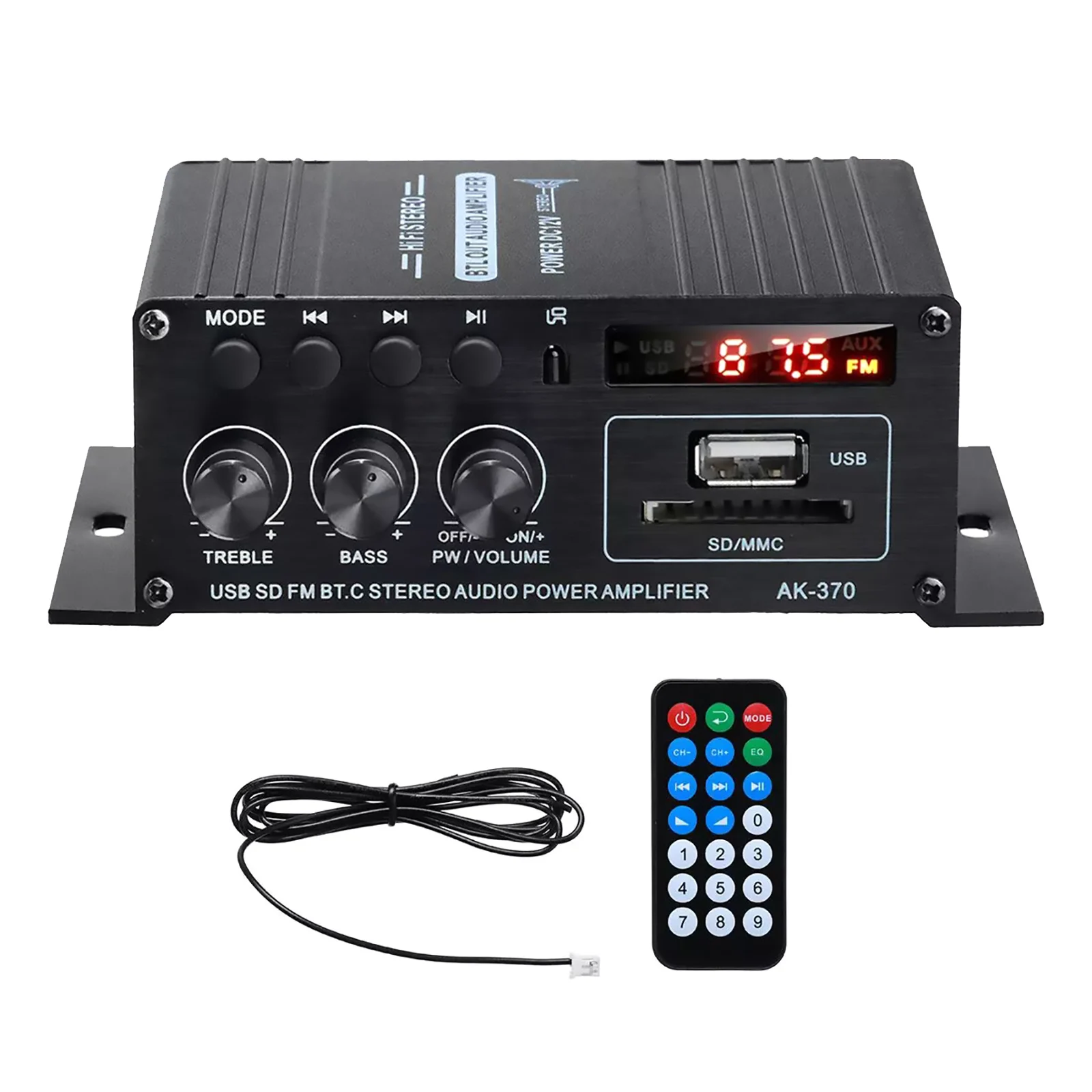 800W 12V Home Car Hifi Power Amplifiers Stereo BASS Audio Speaker Class D Car Home Sound Amp USB FM Support For SD Card U Disk