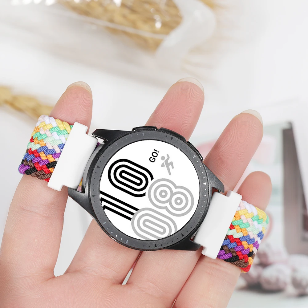 Braided Solo Loop band For Samsung Galaxy watch 6 5 4 40mm 44mm/42mm 46mm/5 pro 45/22mm 20mm bracelet Galaxy 6 classic 43mm 47mm
