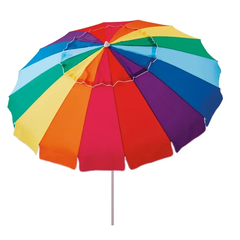 8 Feet Beach Umbrella, Rainbow  with sand anchor & Tilt Sun Shelter, Umbrellas Sunshade for Patio Garden Pool Backyard