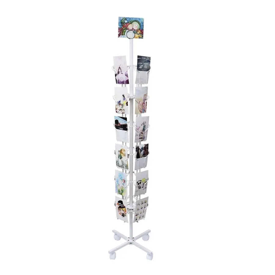 

24Pocket 5.5 Wide Pocket Fits 5x7 Vertical Greeting Card Display Spinning Greeting Holiday Card Rack Floor Stand Pocket Size 5.8